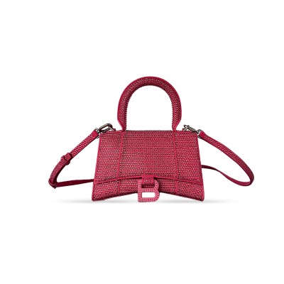 BALENCIAGA WOMEN'S HOURGLASS HANDBAG XS  WITH RHINESTONES PINK 5928331S4CY7210 (18.8*13*7.9cm)